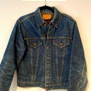 Rare Vtg Levi's Big E Denim Lrg Type 2 Pocket jacket 505 558 559 Lined Dark